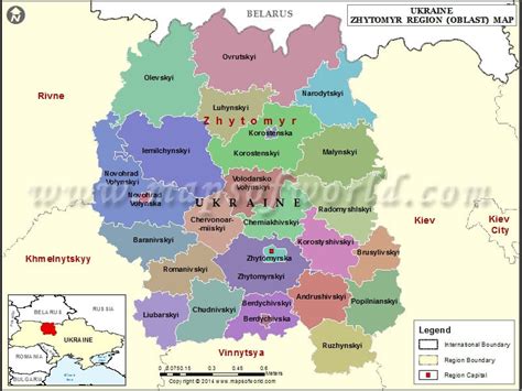 Zhytomyr Map | Map of Zhytomyr Region (Oblast), Ukraine