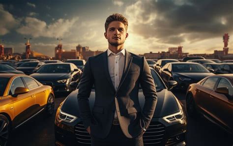 A Vivacious Young Businessman Surrounded By His Prized Car Collection