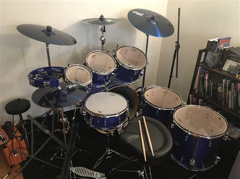 Pdp 7pc Blue Sparkle With Blue Color Paiste Cymbals Percussion