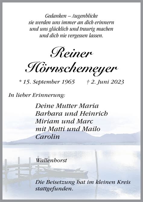 Traueranzeigen Von Reiner H Rnschemeyer Noz Trauerportal