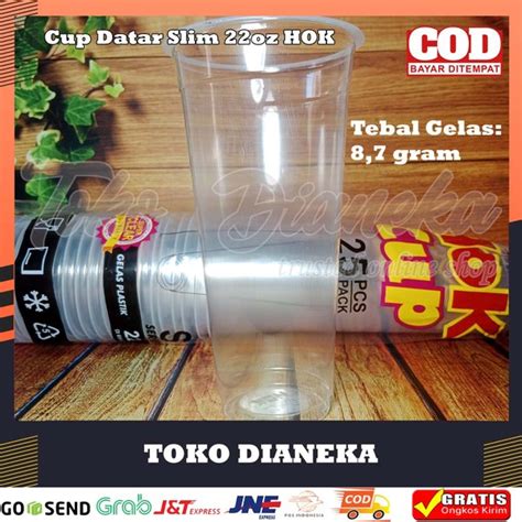 Jual Gelas Plastik Cup Datar Slim Oz Hok Di Lapak Toko Dianeka Sby