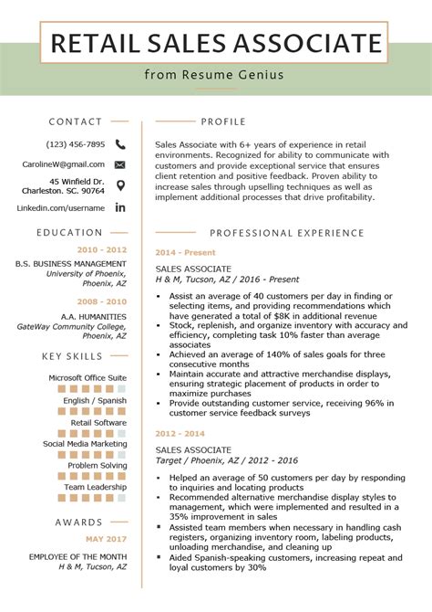 Retail Sales Associate Resume Sample & Writing Tips | Resume Genius