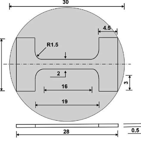 Dimensions And Location Of The Tensile Test Sample All Dimensions Are Download Scientific