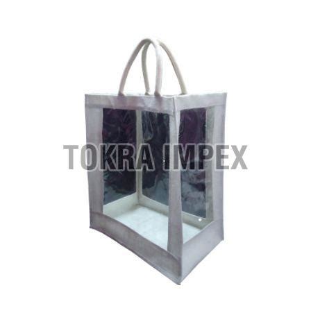 PP Laminated Jute Window Tote Bag With Padded Rope Handle By Tokra