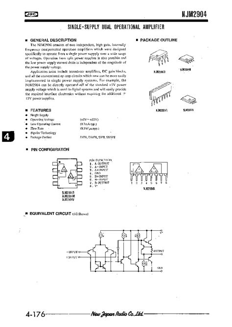 Njm Datasheet Pages Njrc Single Supply Operational Amplifier