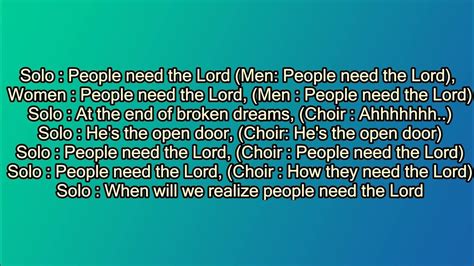 People Need The Lord With Lyrics Youtube