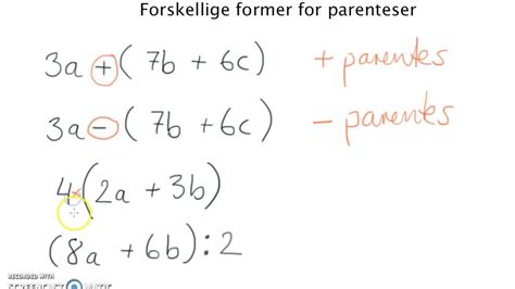 Reduktioner Forskellige Typer Af Parenteser Youtube