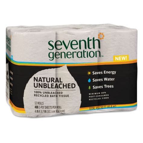 Seventh Generation Natural Unbleached 100 Recycled Bath Tissue 2 Ply 400 Sheets Mega Roll 12