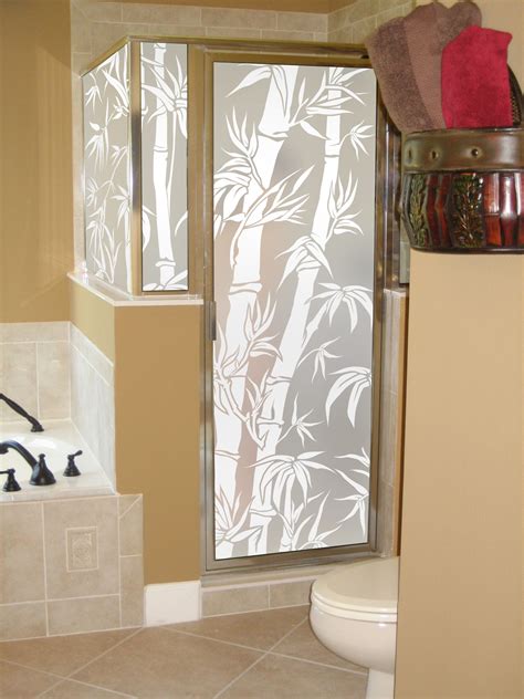 Big Bamboo Etched Glass Privacy Film Wallpaper For Windows French Doors Interior Doors