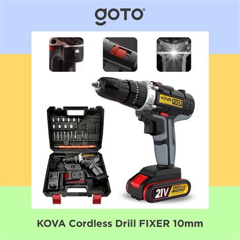 Jual Kova Fixer Cordless Drill Mm Set Mesin Bor Tangan Baterai Tembok