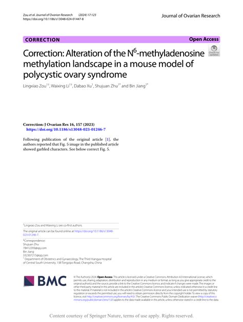 Pdf Correction Alteration Of The Nmethyladenosine Methylation