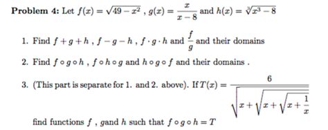 Solved Let F X Squareroot 49 X 2 G X X X 8 And