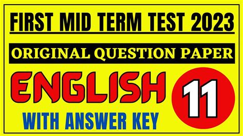 11th English First Mid Term 2023 Question Paper 11th English First