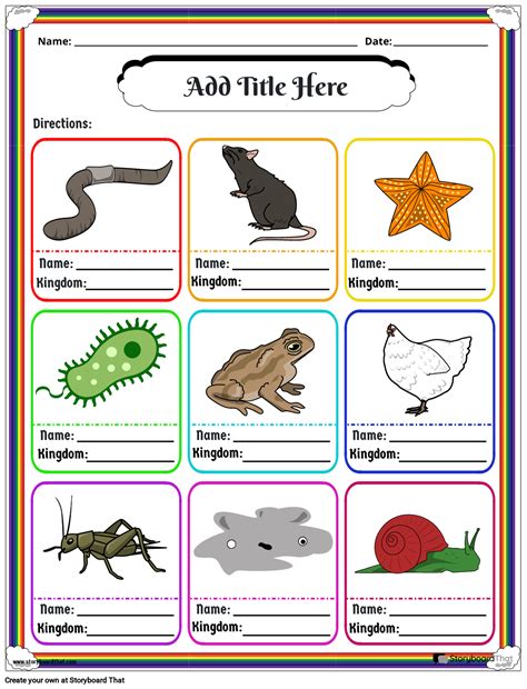 Classification Of Animals And Microbes Six Kingdoms Of Life Worksheet