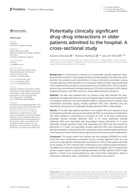 Pdf Potentially Clinically Significant Drug Drug Interactions In