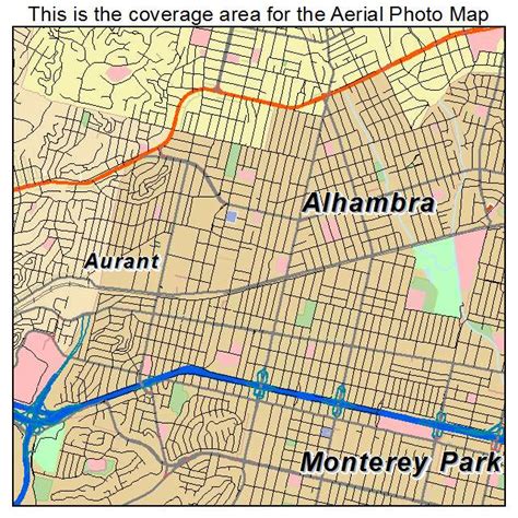 Aerial Photography Map of Alhambra, CA California