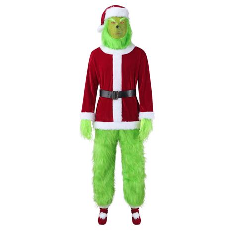 Gomind Grinch Costumes 7pcs Christmas Grinch Costume Adult Cosplay