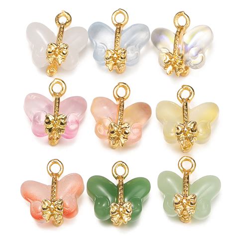 St Kunkka Pcs Butterfly Glass Pendant Fashion Color Alloy Clip