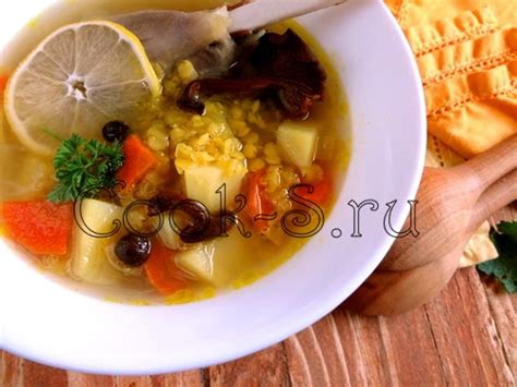 Чечевичный суп с курицей и грибами - Пошаговый рецепт с фото | Первые блюда
