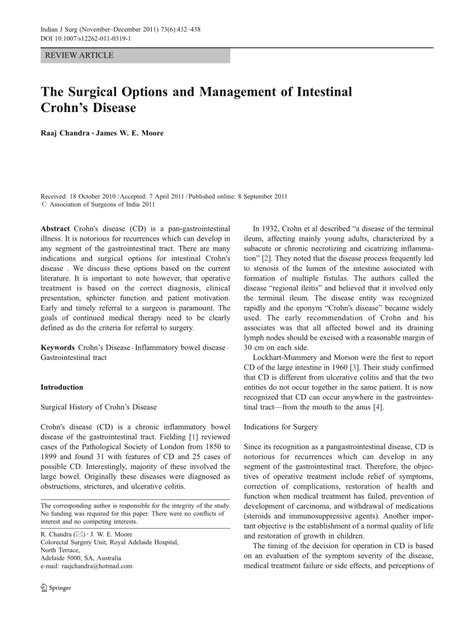 Pdf The Surgical Options And Management Of Intestinal Crohn S Disease