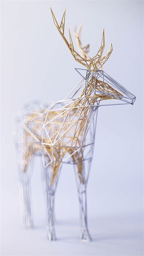 A Glass Sculpture Of A Deer With Gold Antlers