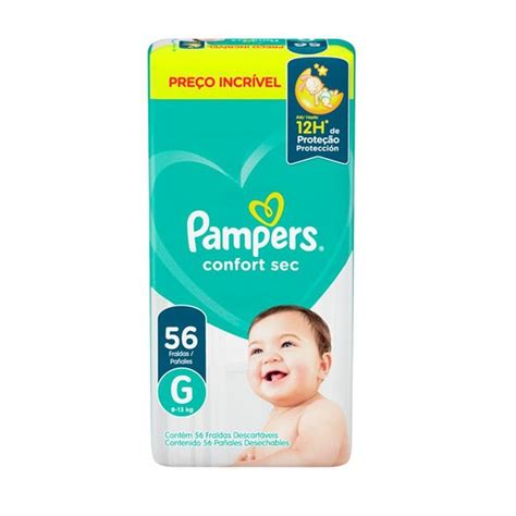 Fralda Pampers Confort Sec G Pacote 56 Unidades Fraldas Fraldas