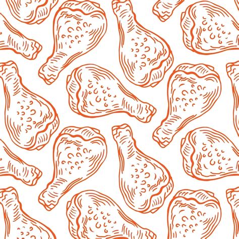 Knusprig Fried Chicken Seamless Pattern Vektor Premium Vektor