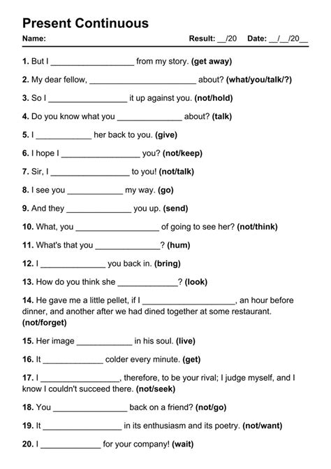 101 Present Continuous Pdf Worksheets With Answers Grammarism