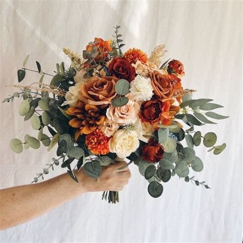 Rust Orange Wedding Bouquet Terracotta Bridesmaids Bouquets Rust