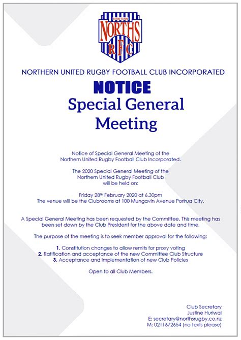 Notice Special General Meeting