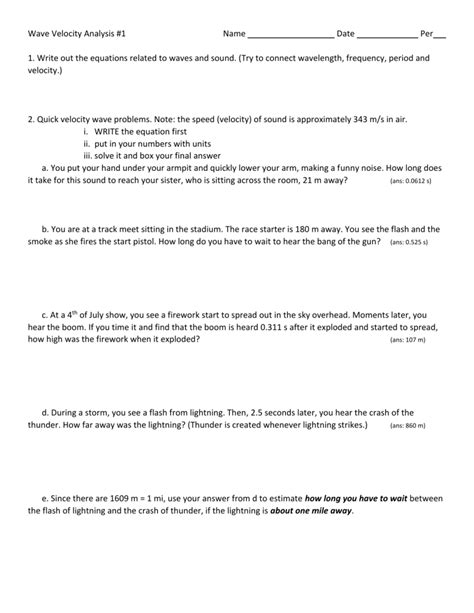 Wave Speed Calculations