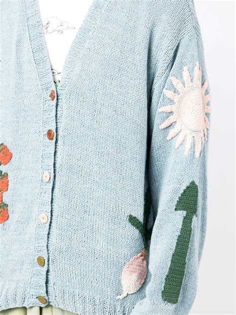 Story Mfg Twinsun Appliquéd Organic Cotton Cardigan In Blue Modesens