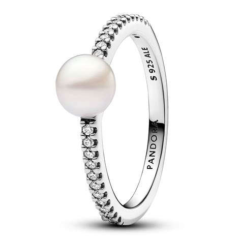 Pandora Treated Freshwater Cultured Pearl And Pavé Ring Precious Accents