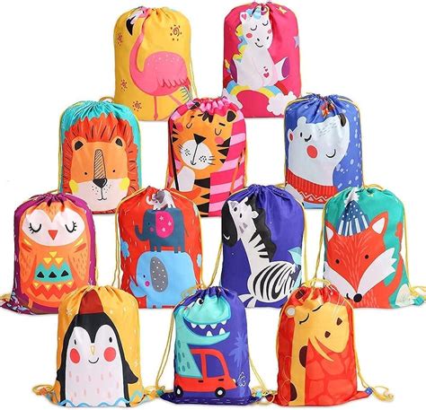 kramow 12 Sac à Cordon pour Enfants Filles garçons Sac à Dos Fête Goody