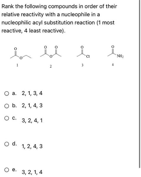 Solvedrank The Following Compounds In Order Of Their Relative