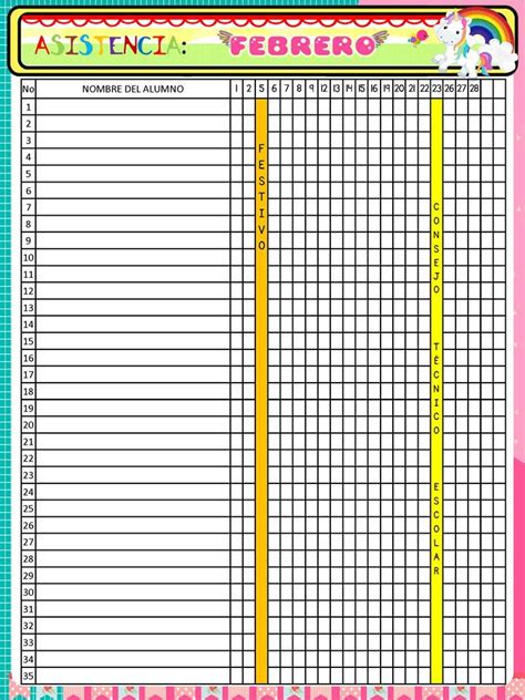 Formato De Lista De Asistencia Escolar En Word Para Descargar - MIDE