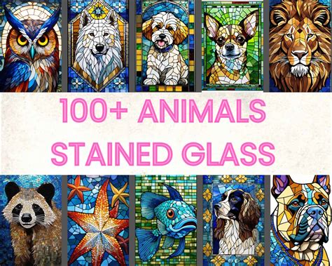 100 Stained Glass Animals Bundle PNG High-resolution Commercial Use - Etsy