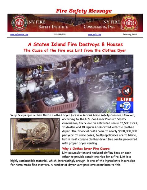 February 2020 Fire Safety Message Ny Fire Consultants Inc