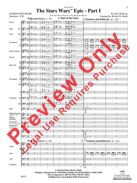 The Star Wars Epic Part I By John Williams Arr J W Pepper Sheet Music