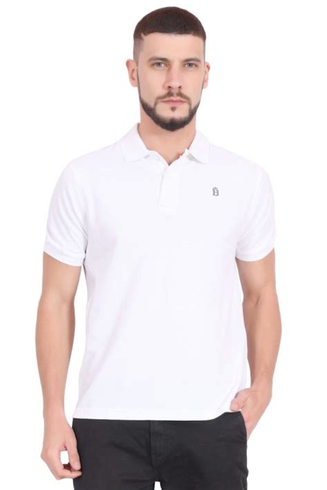 Plain Cotton White Polo T Shirt For Men Blueaura Apparels