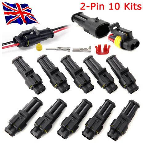 10 Kit 2 Pin Way Car Motorcycle Sealed Waterproof Electrical Wire Connector Plug Ebay