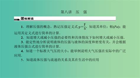 中考物理总复习 第八讲 压强 文档之家