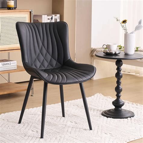 Youtaste Black Dining Chairs Set Of Upholstered Mid Century Modern