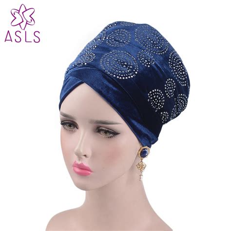 Nigeria New Fashion Women Velvet Long Turban Headband C Muslim Turban Head Scarf Hijab Head