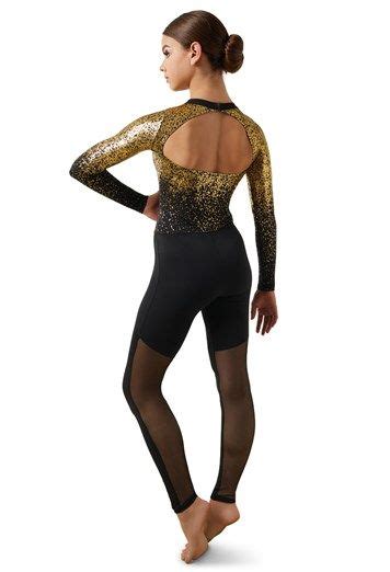 Speckled Metallic Long Sleeve Unitard Weissman Dance Outfits