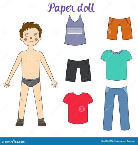 Menino Da Boneca E Ilustração De Papel Do Vetor Da Roupa Ilustração Do Vetor Ilustração De