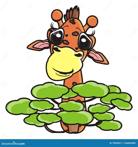 Giraffa Che Si Nasconde Dietro Un Albero Illustrazione di Stock