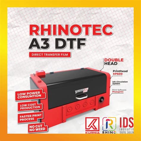 Jual Rhinotec Printer DTF A3 Dan Curing A3 DTF Roll To Roll Paket Usaha