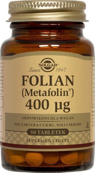 SOLGAR Folian metylowany kwas foliowy 400µg 50 tabletek Apteka