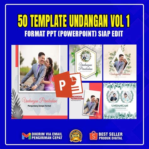 Jual 50 Template Undangan Pernikahan Digital Ppt Bonus Vol1